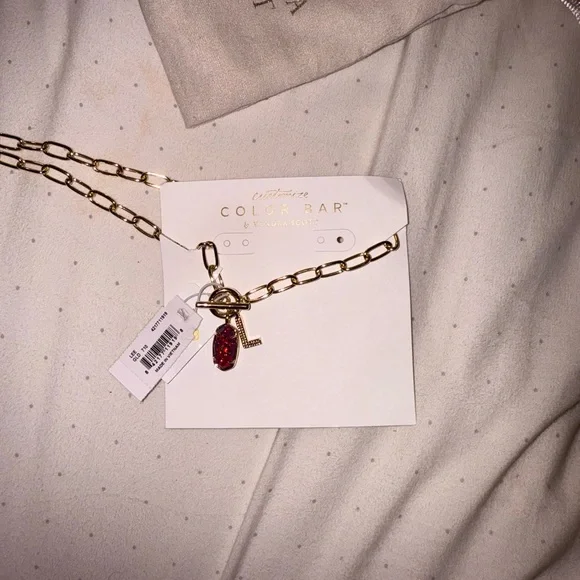 Custom made Kendra Scott neck lace L pendant pink sparkly gold chain - Picture 3 of 3